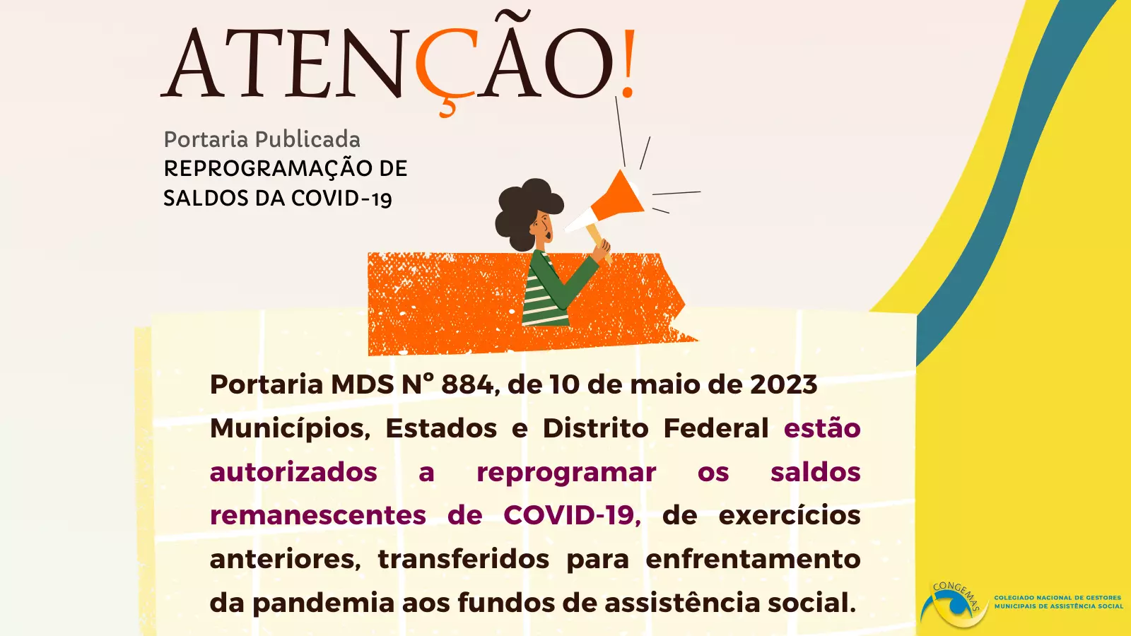 Reprogramação de saldos da COVID-19